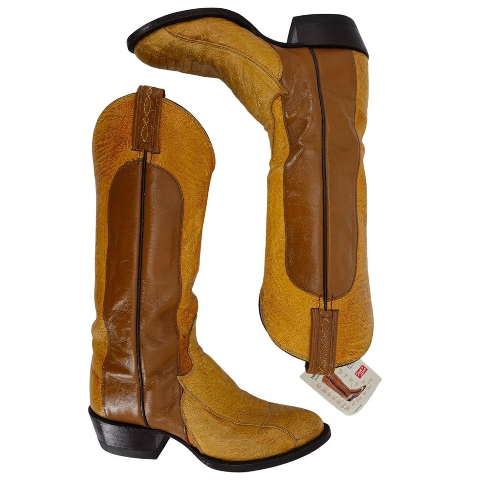 Vintage Unique Exotic Ostrich Tony Lama Mens 7D Brown Cowboy Western Boots CBC - Picture 8 of 16